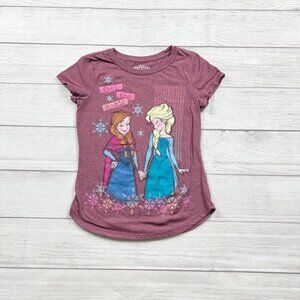 Disney Frozen Girls T-Shirt Short Sleeve Anna Elsa “Feel the Magic” Tee M 7-8